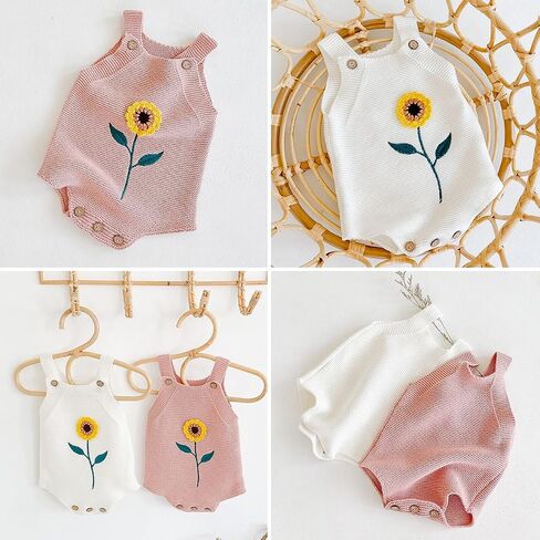 Simplee kids Baby Girls Sunflower Knit Rompers Knit Clothes for Newborn Baby Girls in Saudi Arabia