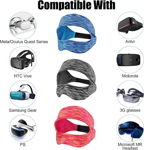 VR Eye Mask, Adjustable Breathable VR Sweat Band for Meta/Oculus Quest 2/3/3S/Pro, HTC Vive, PS, Gear, VR Workouts (3PCS) in Kuwait