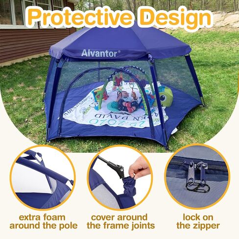 Alvantor Baby Playpen Play Yard Large Pop Up Playpen Foldable Play Tent Indoor & Outdoor Kids Tent Lightweight Safe Space Canopy for Infants Toddlers Pets 84"x84"x44"Navy in Saudi Arabia