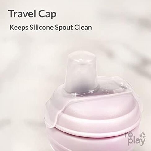 Re-Play 8oz Pack of 3 Transition Sippy Cups for Baby Toddler, Medical Grade Silicone Soft Spout & Travel Lid, Easy to Hold Hourglass Shape, Made in USA from Recycled Milk Jugs - Frosty Mint in Saudi Arabia