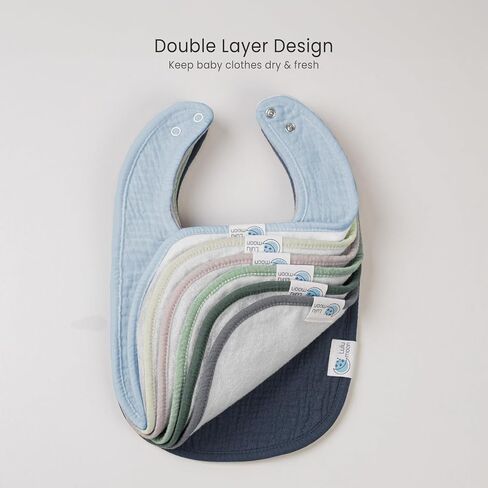 lulumoon Muslin Baby Bibs 100% Cotton Baby Bandana Drool Bibs for Teething and Drooling in Saudi Arabia