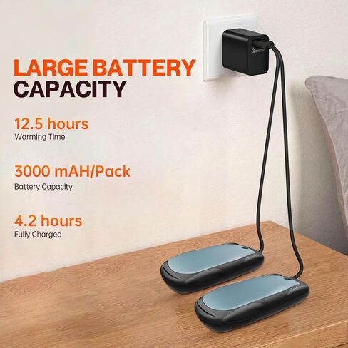 Hand Warmers Rechargeable 2 Pack, 6000mAH Hand Warmers, AI Smart Long Heating Electric Hand Warm, Portable Pocket Hand Heater, Fits for Outside, Camping, Hunting, Fishing, (Black) in Saudi Arabia