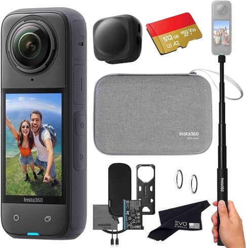 Insta360 X4 Travel Bundle-8K Waterproof 360 Action Camera with 1/2" 48MP Sensors, 8K 360 HDR Video, 72MP 360 Photo, AI Editing |Bundle Includes Carry Case, Selfie Stick, Lens Cap (No Card) in Saudi Arabia