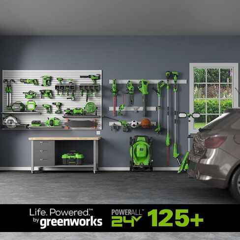 مصباح كشاف LED محمول بقوة 24 فولت من Greenworks مع مسافة 765 ياردة، مصباح عمل لاسلكي 3000 لومن مع بطارية 2 أمبير وشاحن in Kuwait