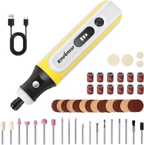 Enventor Mini Cordless Rotary Tool, 4V Power Rotary Tool Kit with 75pcs Accessories, 3-Speed 15000RPM, USB Charging, Multi-Purpose Rotary Tool for Sanding, Polishing, Engraving, Drilling, DIY Crafts in Saudi Arabia