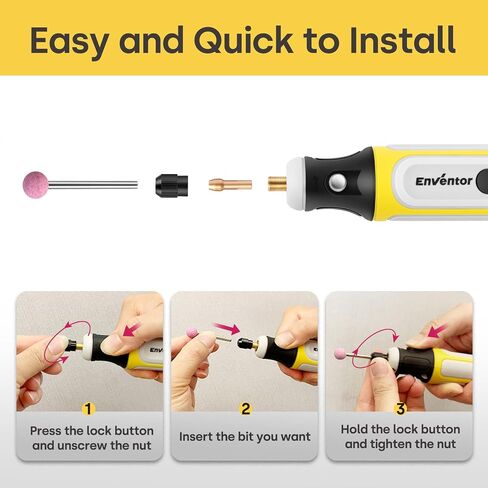 Enventor Mini Cordless Rotary Tool, 4V Power Rotary Tool Kit with 75pcs Accessories, 3-Speed 15000RPM, USB Charging, Multi-Purpose Rotary Tool for Sanding, Polishing, Engraving, Drilling, DIY Crafts in Saudi Arabia