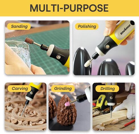 Enventor Mini Cordless Rotary Tool, 4V Power Rotary Tool Kit with 75pcs Accessories, 3-Speed 15000RPM, USB Charging, Multi-Purpose Rotary Tool for Sanding, Polishing, Engraving, Drilling, DIY Crafts in Saudi Arabia