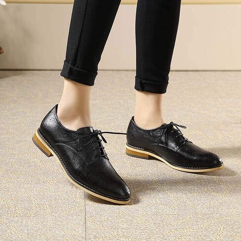 Mona flying Women's Printed Oxfords Brogue Derby Ladies Lace up Leather Shoes in Saudi Arabia