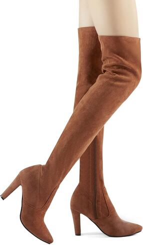 حذاء Shoe'N Tale من الجلد السويدي المطاطي بطول الفخذ وكعب مكتنز فوق الركبة (6.5، بني) in Kuwait