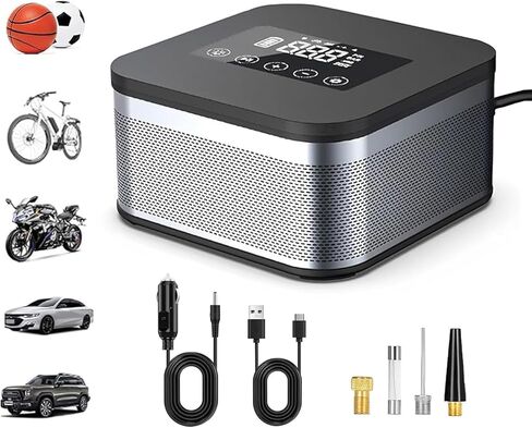 Tire Inflator Portable Air Compressor, Cordless Protable Air Pump for car tires, 150 PSI Cordless Mini Touch screen Tire Pump With Led Display for Car/Motorcycle/Bicycle Tires, Balls in Saudi Arabia