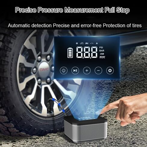 Tire Inflator Portable Air Compressor, Cordless Protable Air Pump for car tires, 150 PSI Cordless Mini Touch screen Tire Pump With Led Display for Car/Motorcycle/Bicycle Tires, Balls in Saudi Arabia