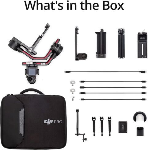 DJI RS 2 - مثبت جيمبال ثلاثي المحاور لكاميرات DSLR والكاميرات غير المرآة، نيكون، سوني، باناسونيك، كانون، فوجي، حمولة تم اختبارها 10 رطل، شاشة لمس كاملة الألوان 1.4 بوصة، هيكل من ألياف الكربون، أسود (متجدد) in Saudi Arabia