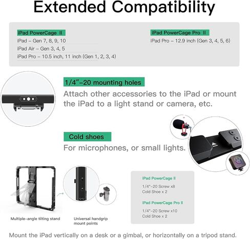 Accsoon PowerCage II with ACCO4 NP-F Battery Plate Adapter for iPad Pro-10inch Protection Cage, Adjustable Protection Case Compatible with iPad, iPad Air and iPad Pro-Easy to Use. in Saudi Arabia