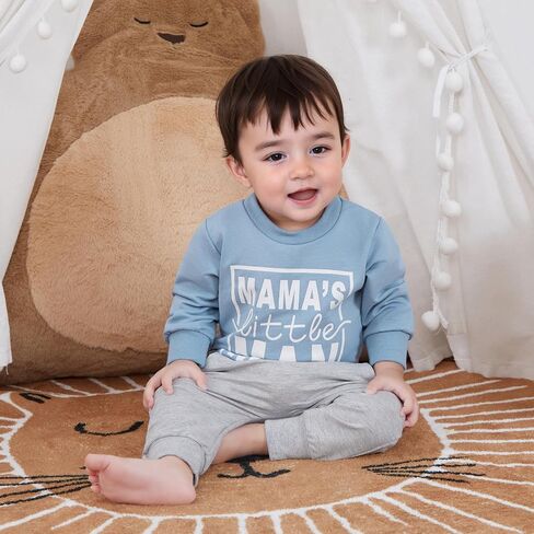 طقم سويت شيرت وبنطلون بأكمام طويلة من ماما ليتل مان للأطفال الصغار، ملابس خريف وشتاء للأطفال الرضع in Saudi Arabia