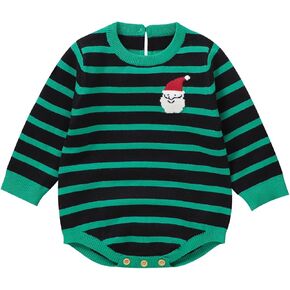 Newborn Baby Girl Boy Christmas Outfit Long Sleeve Knit Oversized Sweater Romper Warm Bodysuit Fall Winter Clothes