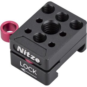 Nitze Quick Release NATO Clamp with 1/4" Threaded Holes, 1/4" Locating Hole and 3/8" ARRI Locating Hole for Camera Cage Monitor Cage Magic Arm - NF49A