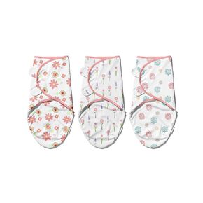 Adjustable Swaddle Wrap - Knitted Cotton Wrap Set for Newborn | 0-3 Months | Pack of 3 (Leaves Edition)