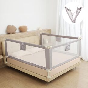 Bed Rail for Toddlers, Foldable Bed Rails Quick Assembly, Height Adjustable Bed Rail Guard with Steady U-Shape Base for Toddlers, Baby, Kids (3, King Size (2 Sides 78.7"+1 Side 74.8''))