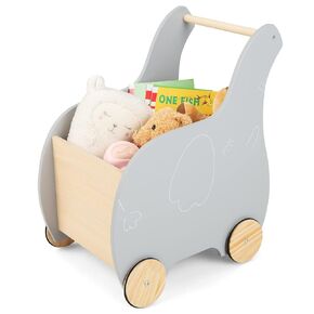 INFANS 2 in 1 Baby Wooden Push Learning Walker with Wheels, Toddlers Wagon Push and Pull Toy, Kid Shopping Cart Stroller for Children Baby Girls Boys Age 1 2 3 Years Old