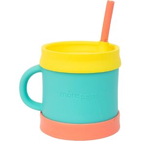 morepeas The Everything Sippy with Straw - Silicone Training Cup for Baby & Toddler Led Weaning - Spill Resistant, Suction Base & Easy Grip Handle (8oz)