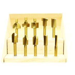 TMAX 10 pc High Speed Steel Hss Titanium Coated Router Bits Set 1/8 Inch Shank for Dremel Rotary Tools
