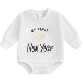 My First New Years Baby Girl Boy Outfit 0 3 6 12 18 Months Newborn Toddler Winter Romper Clothes
