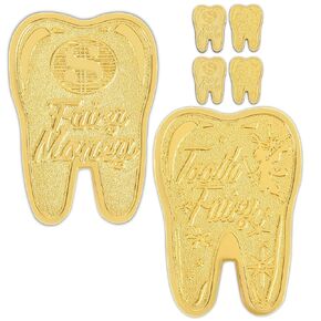 Tooth Fairy Coins, 6PCS Lost Teeth Reward Commemorative Coin Dental Tooth Fairy Golden Plated Metal Coin Kids Teeth Change Souvenir Christmas Dentistry Dentist Gifts for Lost Tooth Kids