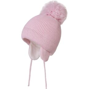 LLmoway Baby Toddler Beanie Earflap Winter Hat Fleece Lined Knit Cap Girls Boy