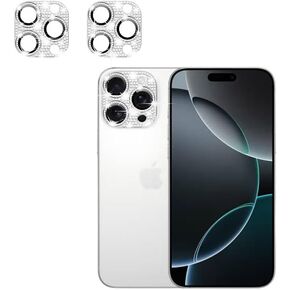 [2 Pack] 2 in 1 Bling Crystal Camera Lens Protector Glitter Diamond Metal Lens Cover +Glass Screen Full Protector Compatible with iPhone 14/14 Plus(Purple) in Kuwait