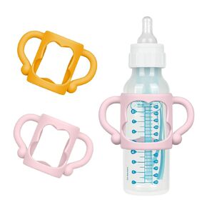 Silicone Baby Bottle Handles, 2PCS Bottle Handles for Dr Brown Narrow Bottles, Baby Bottle Handles has Easy Grip Handles to Hold Baby Bottle, Easy Carry Handle Lightweight Bottle Handle(Green/Blue)