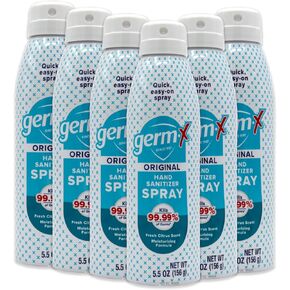 Germ-X Hand Sanitizer Spray, Non-Drying & Moisturizing with Vitamin E, Instant and No Rinse Formula, Fresh Citrus Scent, Back to School Supplies, Paraben Free, 5.5 Oz (Pack of 6)