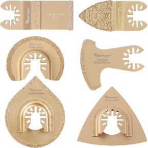6PCS Carbide Oscillating Tool Blade, Multitool Saw Blade Quick Release Power Accessories Universal Kit for Tile Grout Mortar Concrete Masonry