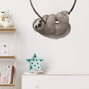 Little Sloth Wall Decal Nursery Animal Wall Sticker Removable Peel and Stick Waterproof Wall Art Decor Stickers for Kids Baby Classroom Living Room Playing Room Bedroom