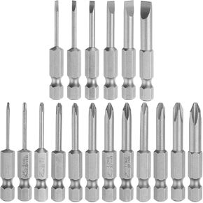 HARFINGTON 18pcs Slotted Phillips Screwdriver Bit Set SL2-6 PH00(1.6) PH0(2.0/2.5) PH1(3.0-5.0) PH2(4.0-6.0) S2 Steel 1/4" Hex Shank 2" Length Magnetic Flat Cross Head Power Drill Bits