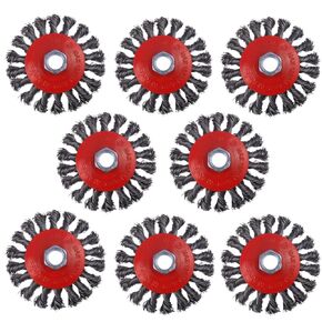 8 Pack 4 Inch Wire Wheels for Angle Grinder, Wire Brush Wheel for 4 1/2 Angle Grinder, Twist Knotted Carbon Steel Angle Grinder Wire Wheel with 5/8" Thread Arbor