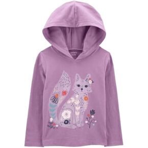 Carter's Baby Girls Fox Graphic Long Sleeve T-Shirt, Purple, 9 Months
