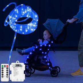 16FT Stroller Lights, Baby Stroller Lights for Walking at Night, Mountain Bike Lights for Night Riding, with Cable Ties and Remote Control, LED Lights for Stroller Accessories Bikes, Blue