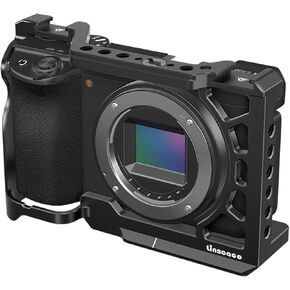 Cage for Sony A6500/A6400/A6300/A6000/A6100, Video Stabilizer with 1/4"-20 & 3/8"-16 Threaded Holes, Arca-Swiss Compatible, Cold Shoe Mount, Aluminum Build