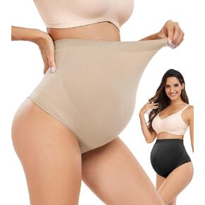 Seamless Maternity Shapewear, Maternity Thong High Waist Underwear Panties for Pregnancy with Belly Support