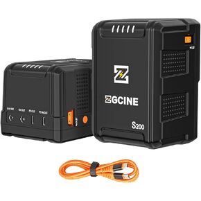 ZGCINE S200 V-Mount Battery 199Wh 14.8V with Dual DC/USB-C/D-TAP Ports for Video Camera Camcorder Broadcast,V-Lock Battery Compatible with BMPCC 4K 6K Pro/ZCAM/Canon EOS R5C/Sony FX3