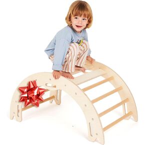 Climbing Arch Table for Toddlers, Multiuse Montessori Climber, Toddler Rocker, Wooden Balance Board, Toy Storage, Baby Climbing Toys Indoor, Easy to Assemble Play Gym - Detailed Guide Included in Kuwait