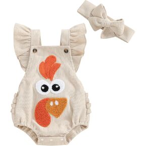 Goodplayer Newborn Girl Thanksgiving Outfit Baby Turkey Day Bodysuit Romper Clothes