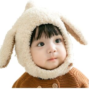 Toddler Boy Girl Winter Hats Warm Baby Kids Plush Hat Earflaps Hood Beanie Skull Cap for Unisex Infant Age 1-4 White