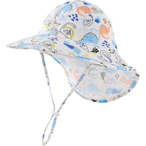 Toddler Summer Hat with Neck Flap Waterproof Kids Swim Hat Baby UV Protection Sun Hats Beach Cap for Boys Girls