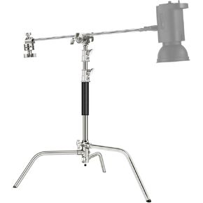 NEEWER C Stand with Boom Arm Pro 100% Stainless Steel, Air Cushion Heavy Duty Photography Light Stand Max Height 10.8ft/330cm, 4.2ft/128cm Holding Arm, 2 Grip Head for Monolight Softbox Reflector