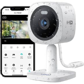 Hugolog Security Cameras Outdoor, Cameras for Home Security Indoor Camera, Color Night Vision, Spotlight, 2-Way Audio, US Cloud & Local Storage, White