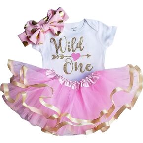 Luke and Lulu 1st Birthday Girl Wild One - Leopard, PinkGold - Wild One Birthday Outfit Girl