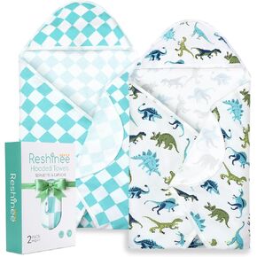 Baby Hooded Towel, 2 Pack Bath Towel for Boy or Girl, Soft Bamboo Viscose Baby Bath Towel, Shower Gifts for Newborn, Infant, Toddler (29 X 29 Inch)