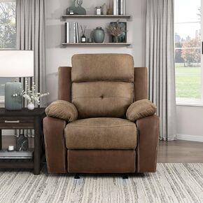 Lexicon Marianna Polished Microfiber Glider Reclining Chair, Brown