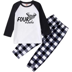 Toddler Boy Girl Birthday Outfit Long Sleeve Shirt Long Pant Set Letter Printed Tops Plaid Pant Fall Winter Clothes